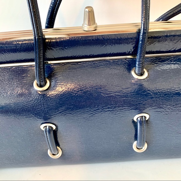 Bags Vintage Navy Blue Frame Purse With Grommet Handles Poshmark